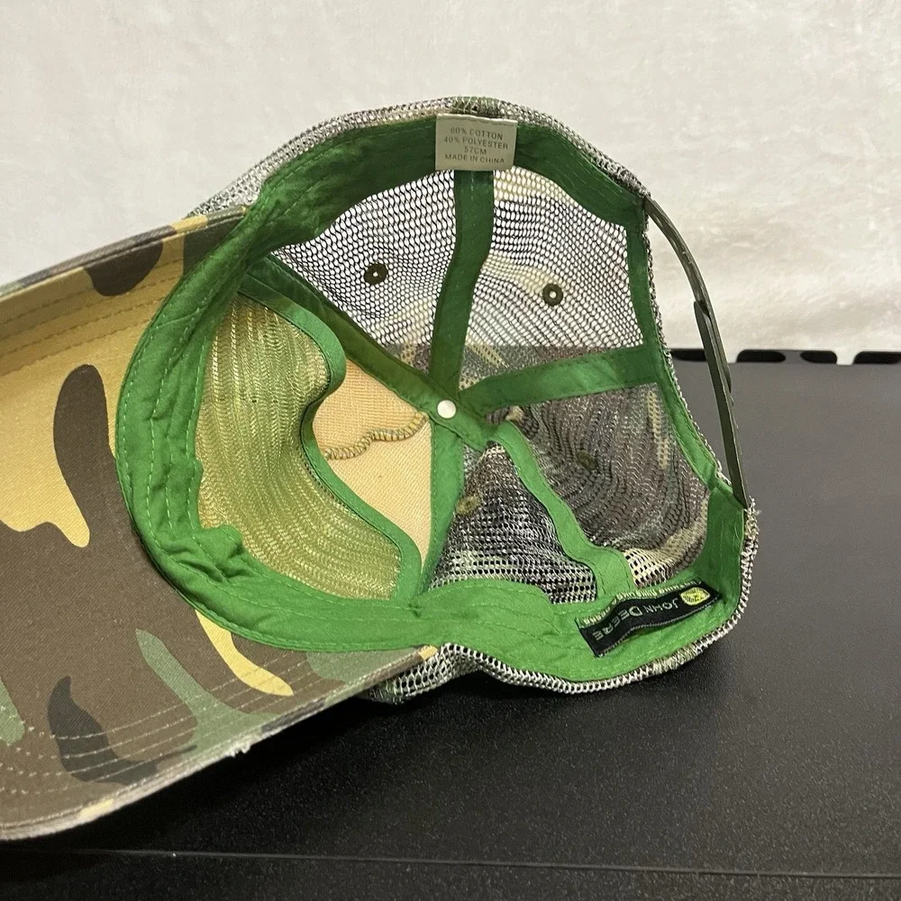 John Deere Trucker Hat Green Yellow Patch Camo Mesh Snapback Cap